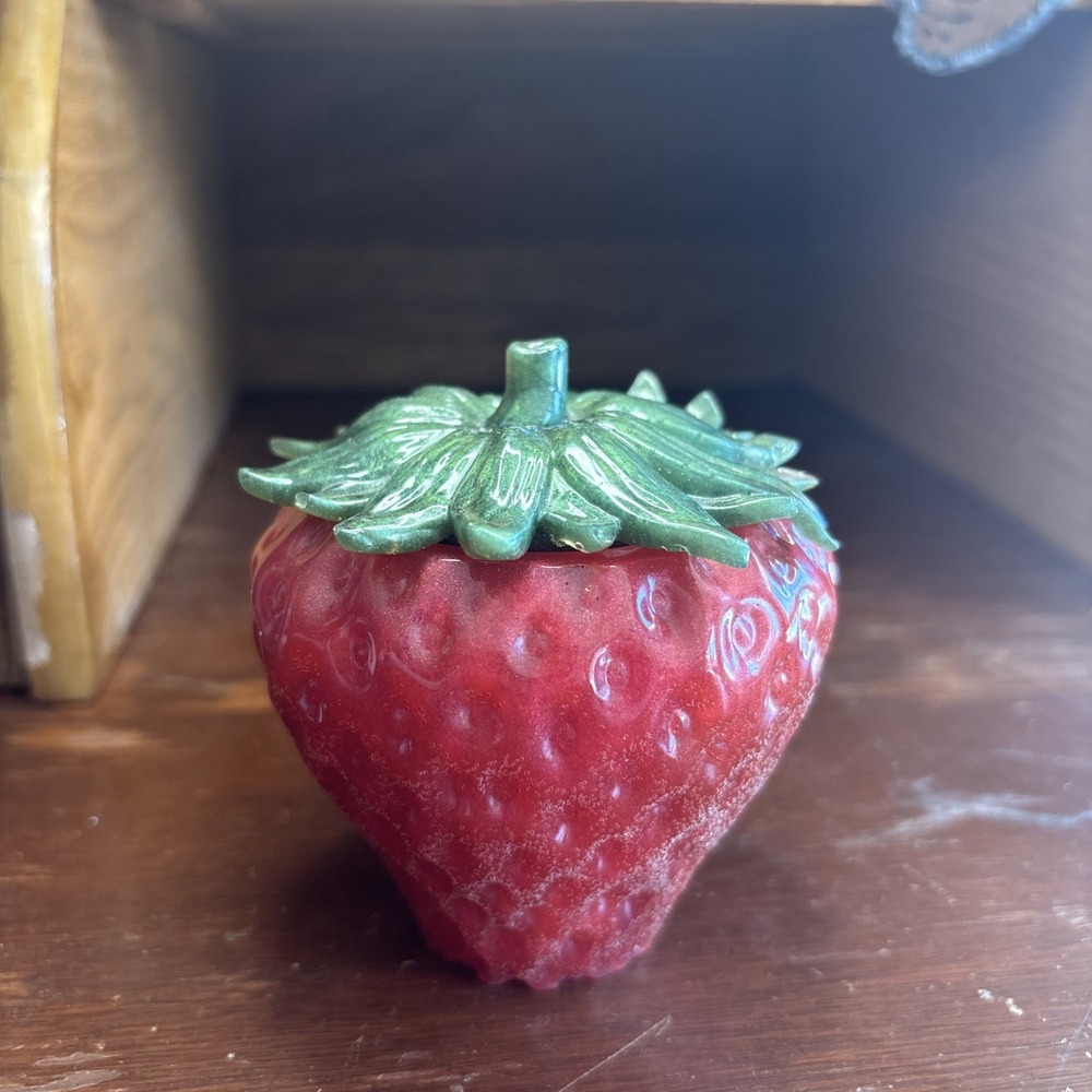 Handcrafted Resin Strawberry Trinket Jar Jewelry Storage